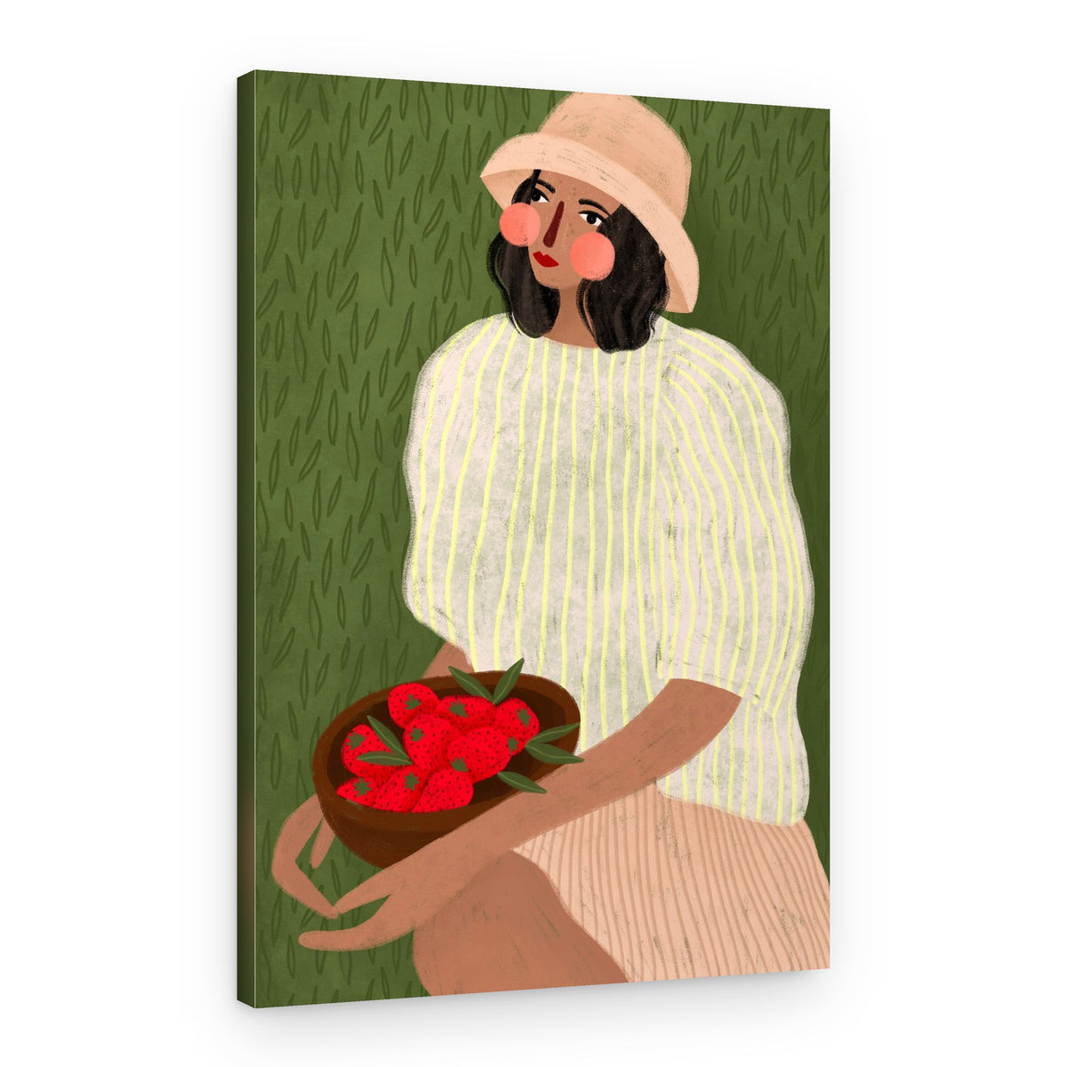 Woman with Berry Bowl – Canvas Print
