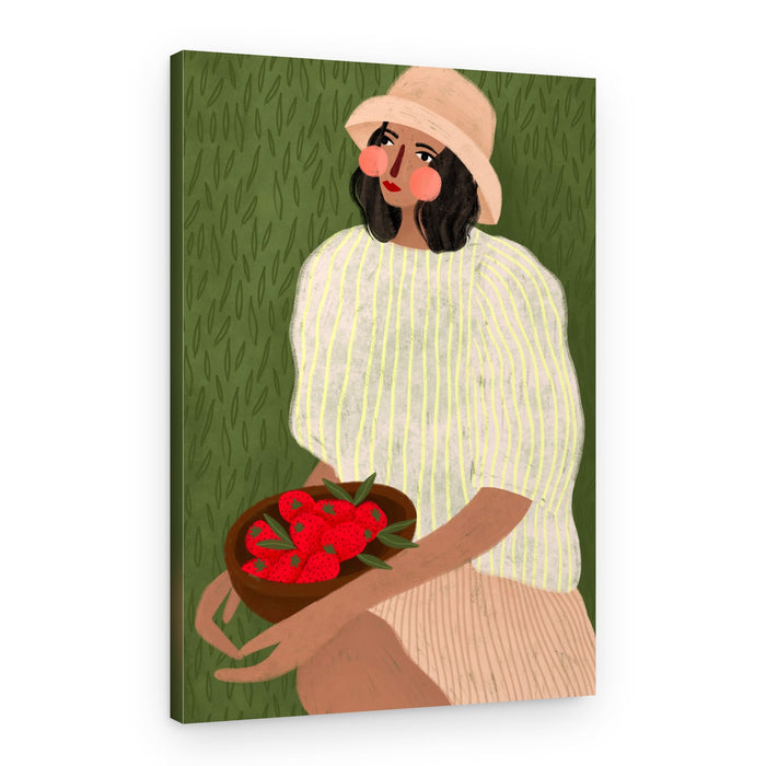 Woman with Berry Bowl – Canvas Print