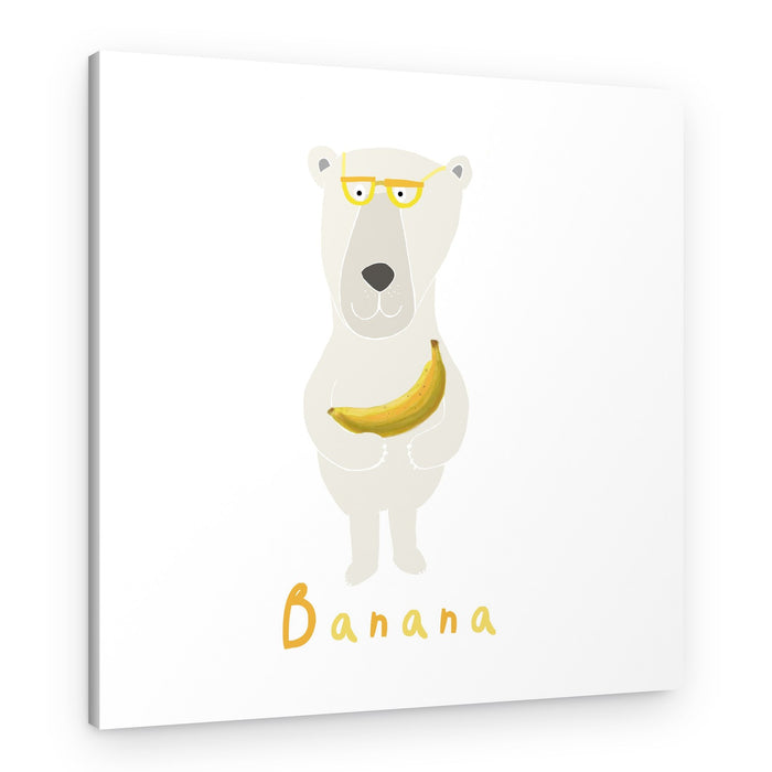 Smart Bear With Banana – Canvas Print