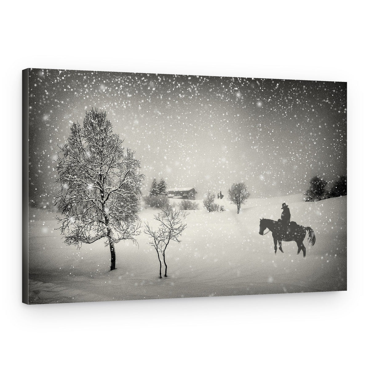 Lone Cowboy Winter Ride – Canvas Print