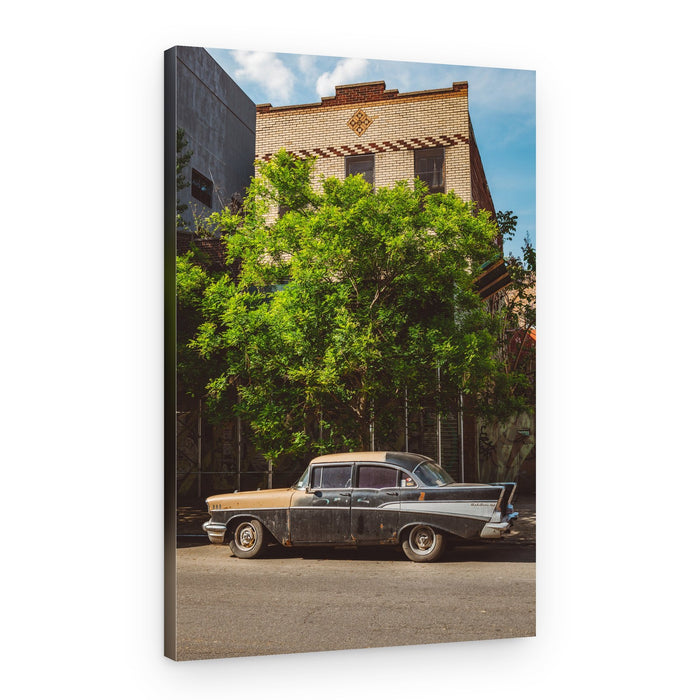 Vintage Car City Street – Canvas Print