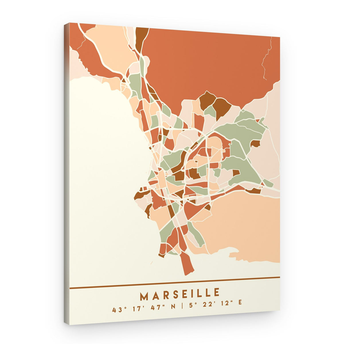 Colorful Marseille Map – Canvas Print
