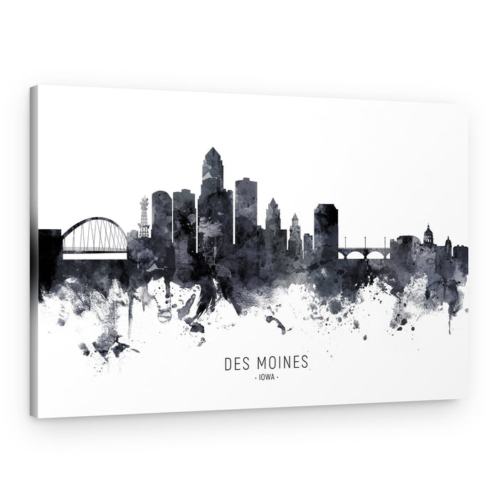 Des Moines Watercolor Skyline – Canvas Print
