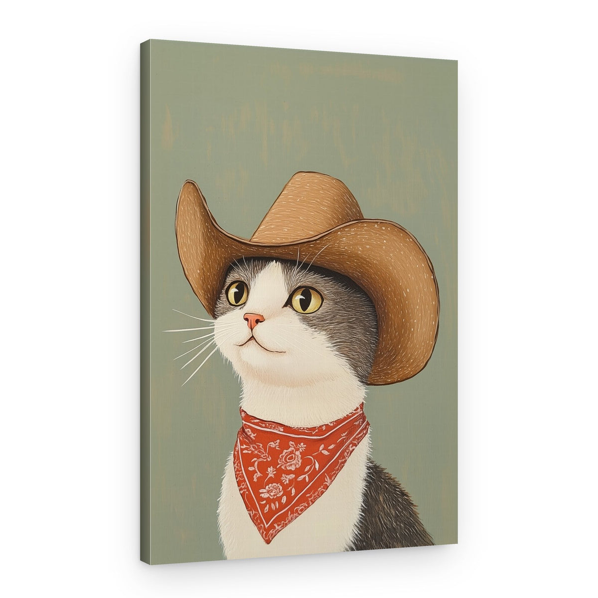 Dapper Western Cat – Canvas Print
