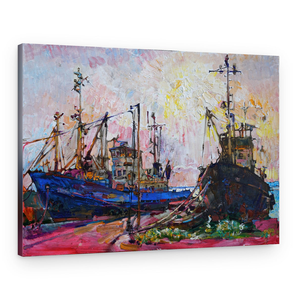 Colorful Harbor Boats – Canvas Print