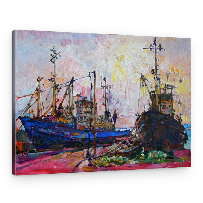 Colorful Harbor Boats – Canvas Print