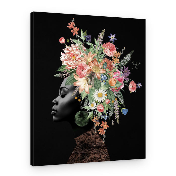 Elegant Floral Portrait – Canvas Print