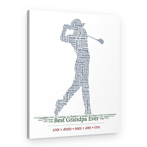 Golf Grandpa Word Art Custom Canvas Print