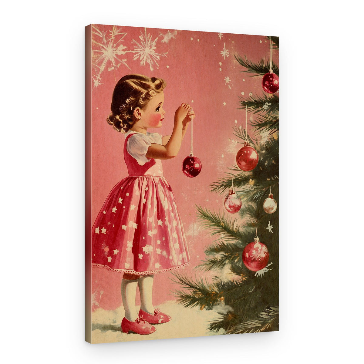 Vintage Christmas Girl – Canvas Print