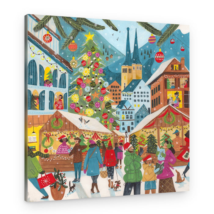 Christmas Market in Mountain Village – Canvas Print
