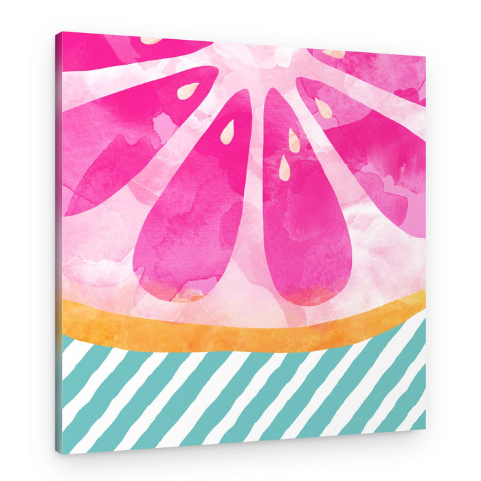 Pink Grapefruit Stripes – Canvas Print