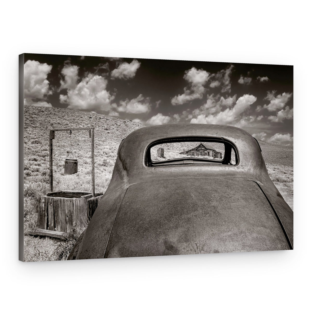 Old Car Distant Homestead – Canvas Print