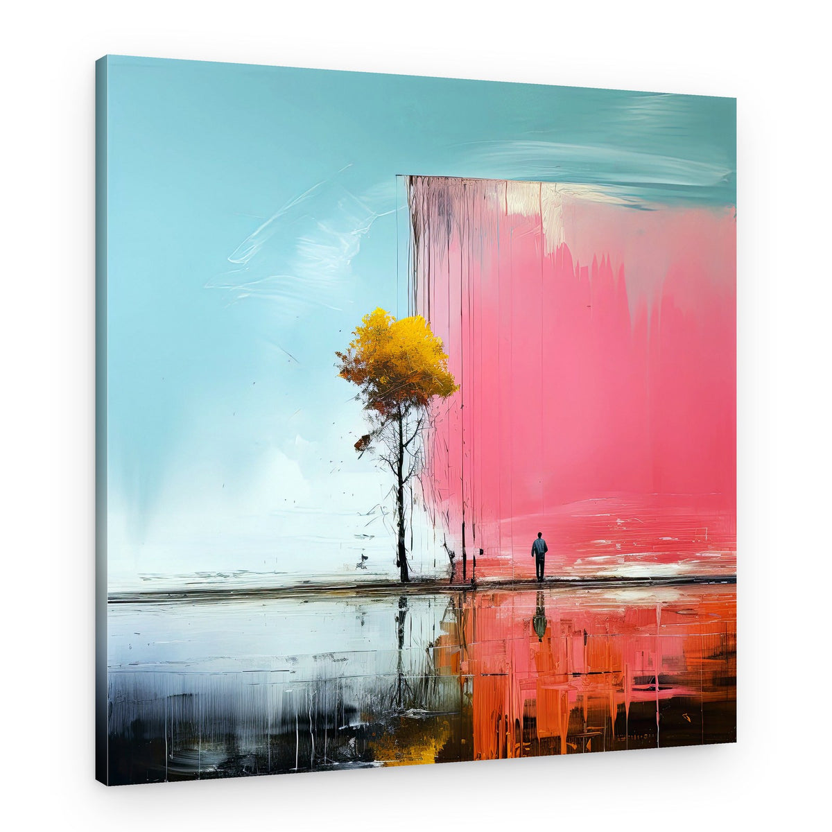 Solitary Tree Pink Wall – Canvas Print
