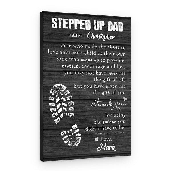 Stepped Up Dad Custom Text Canvas Print