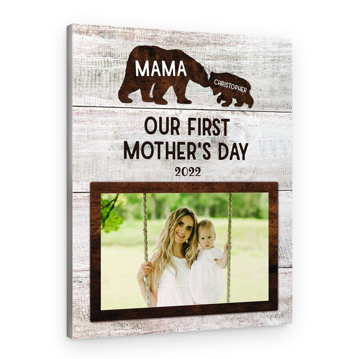 Mommy Baby First Mother’s Day Gift Bear Photo Canvas Print – Canvas Print – 1 Kid