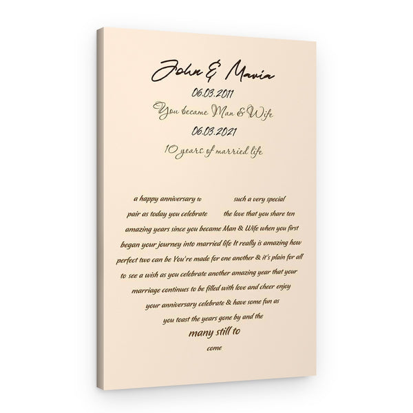Personalized Message And Heart Shaped Lyrics Canvas Print