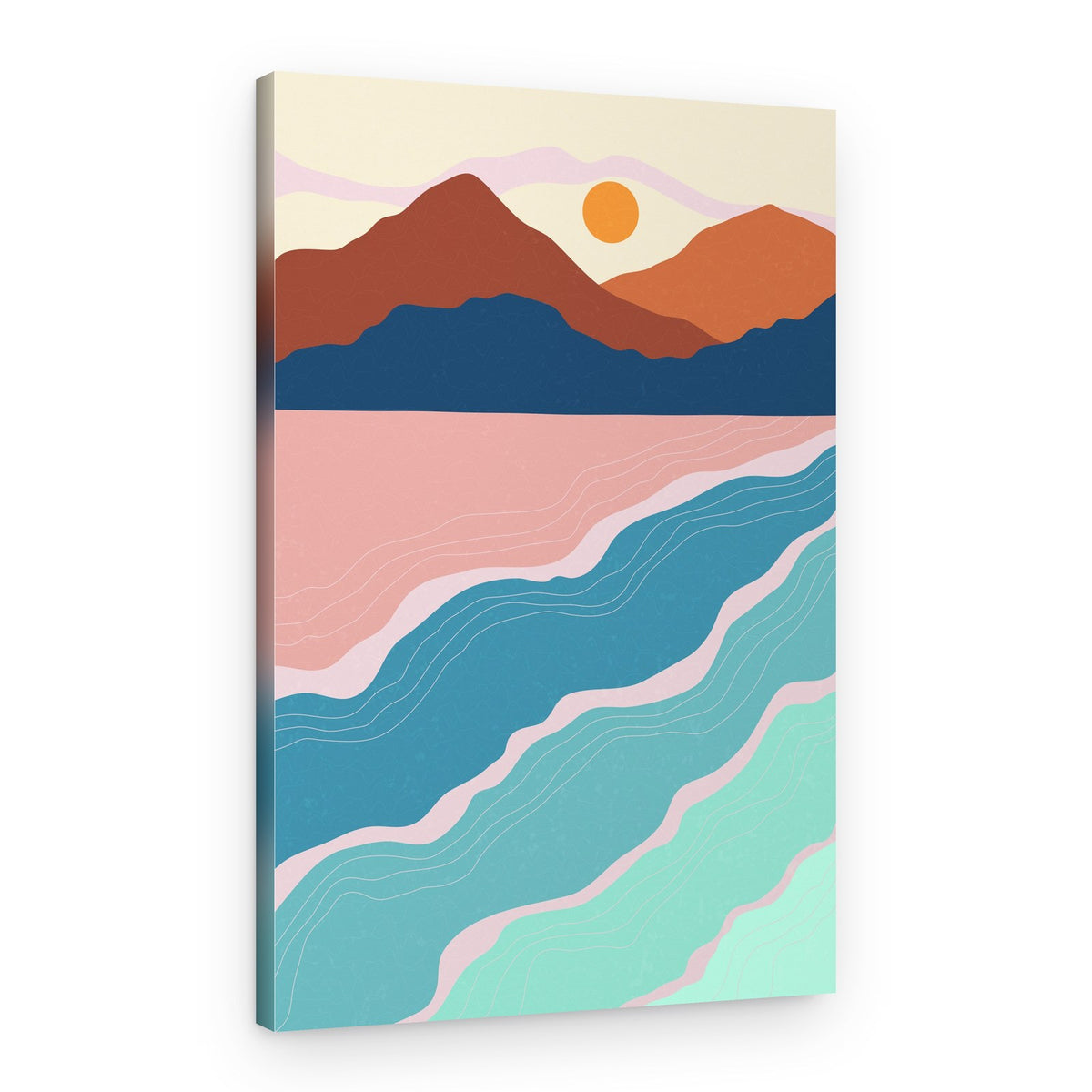 Warm Mountain Beach Waves – Canvas Print