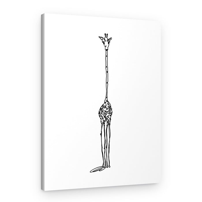 Whimsical Tall Giraffe Drawing – Canvas Print