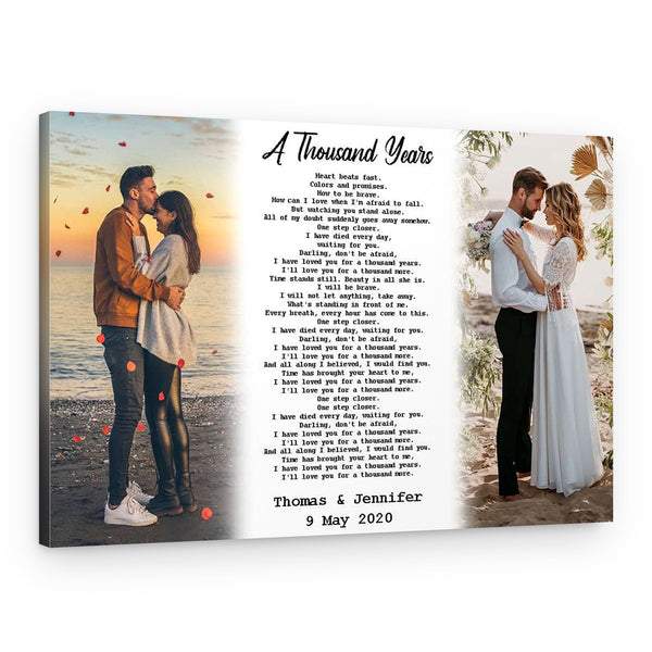 Custom Wedding Lyrics 8 Photo Canvas