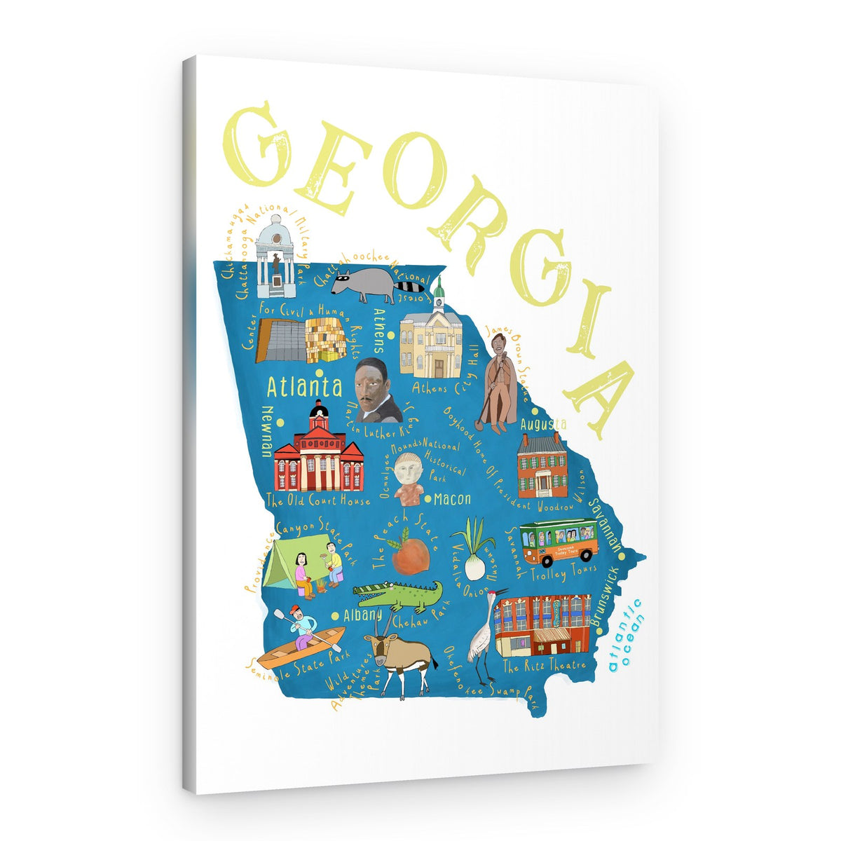 Illustrated Georgia Map – Canvas Print