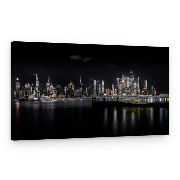 City Skyline Lightning Storm – Canvas Print