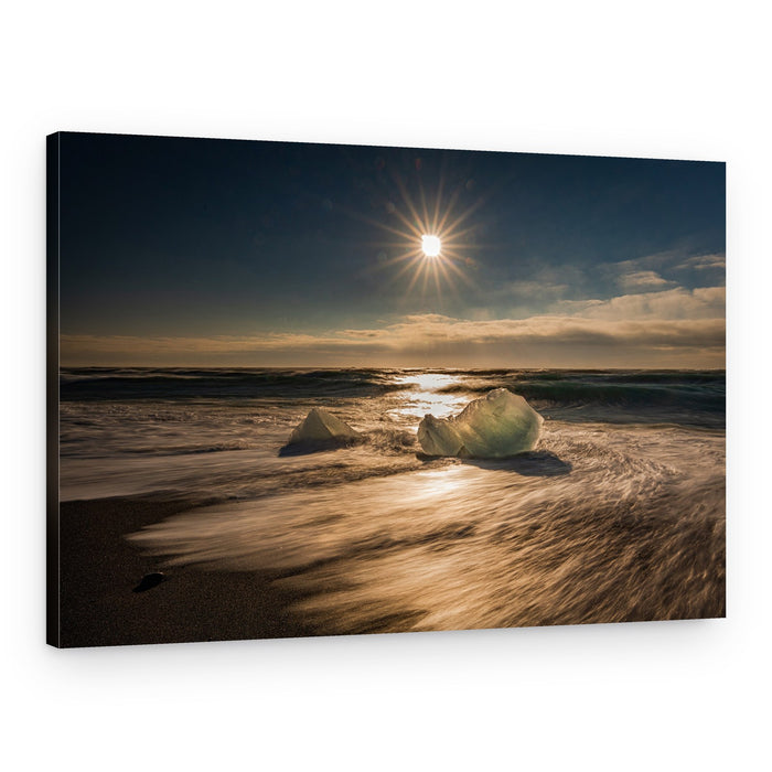 Sunlit Ice Beach – Canvas Print