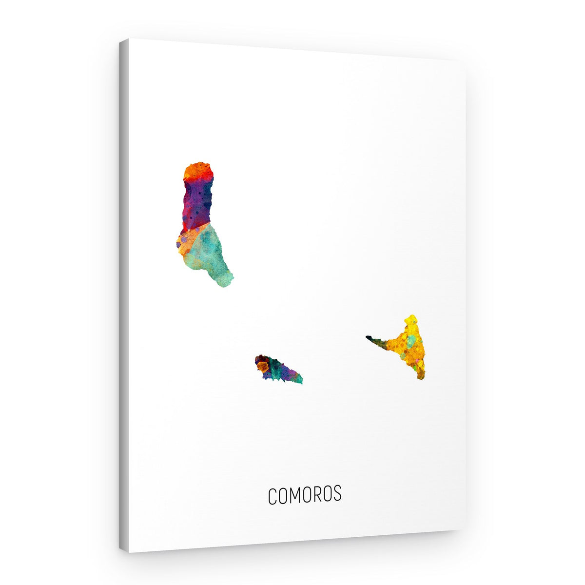 Colorful Comoros Map – Canvas Print