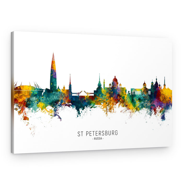 St Petersburg Watercolor Skyline – Canvas Print