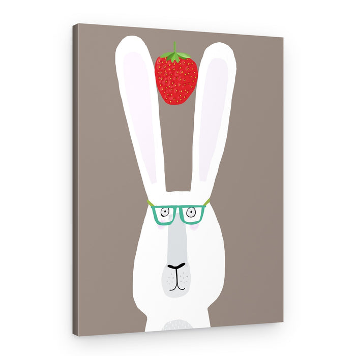 Whimsical Rabbit Strawberry Glasses – Canvas Print