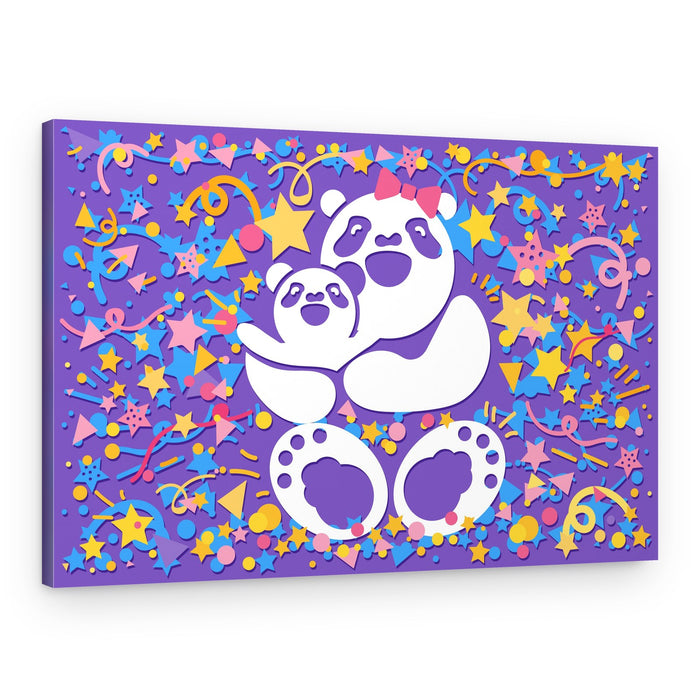 Panda Family Celebration – Canvas Print