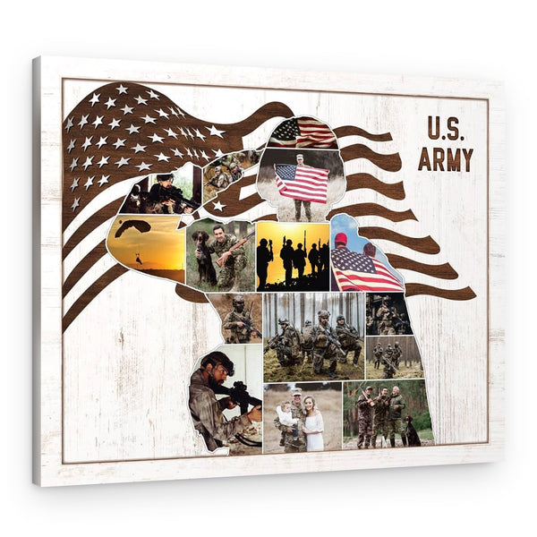 US Army Photo Collage Canvas Print – Personalized Military Gift