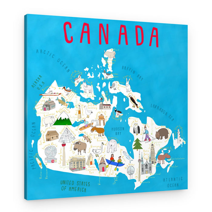 Playful Canada Map – Canvas Print