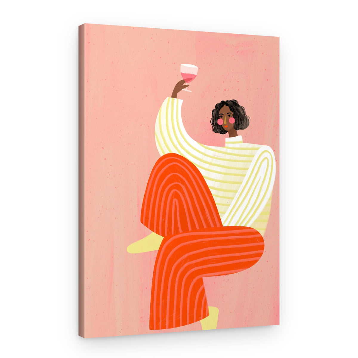 Happy Woman Toasting – Canvas Print