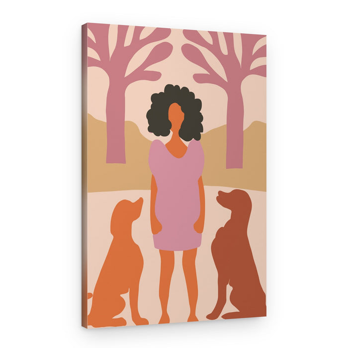 Woman and Dog Companions – Canvas Print