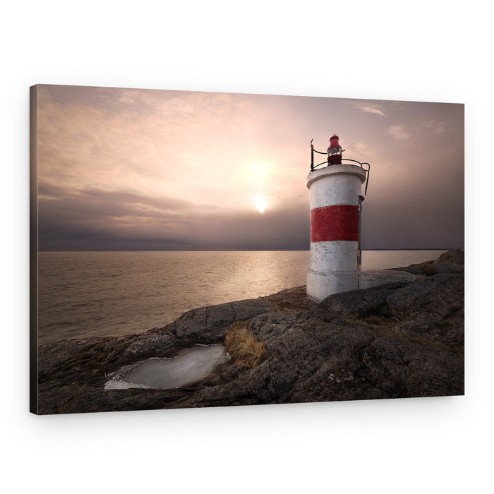 Red Lighthouse Sunset – Canvas Print