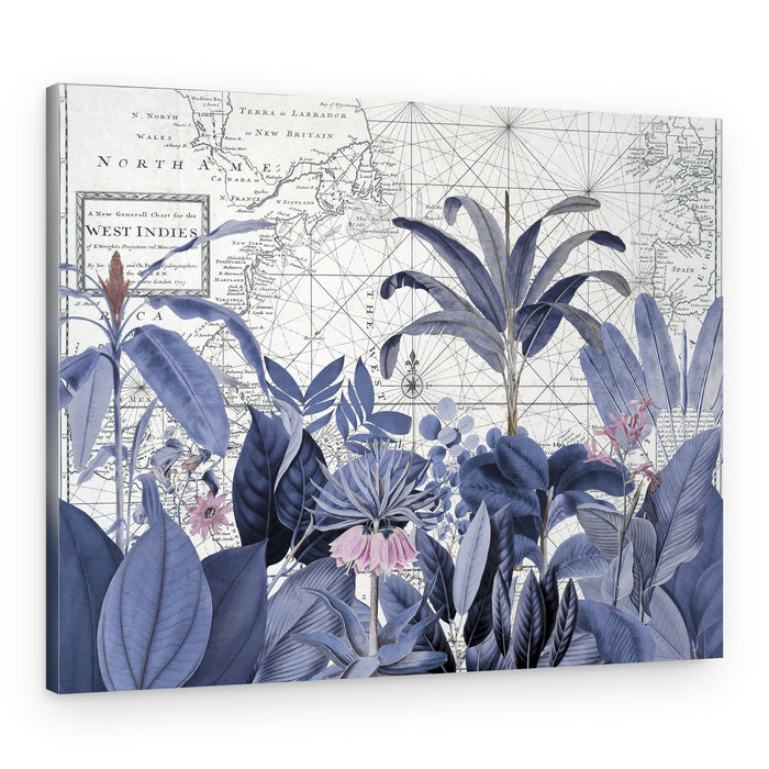Blue Tropical Map – Canvas Print