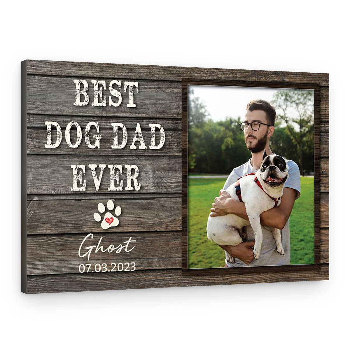Best Dog Dad Ever Photo Collage Canvas Print – Canvas Print