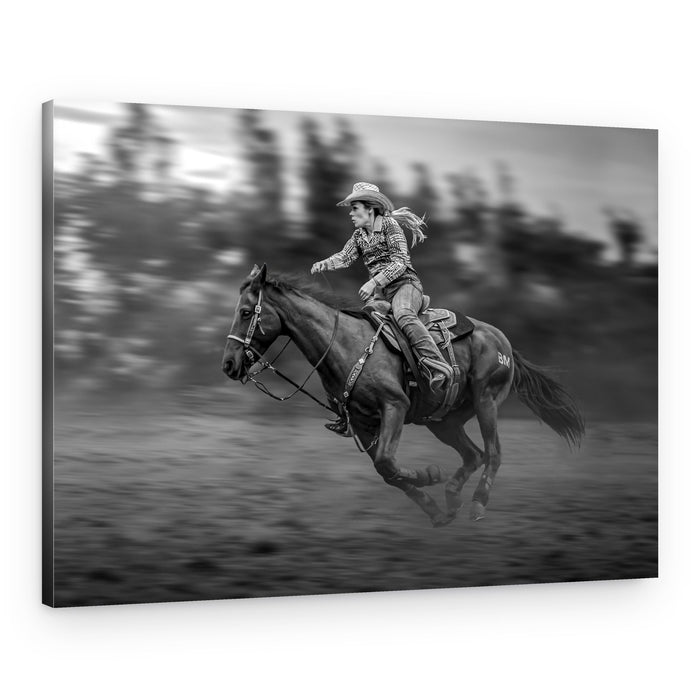 Galloping Rodeo Cowgirl – Canvas Print