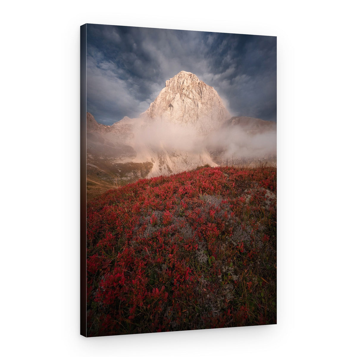 Red Slopes Mountain Fog – Canvas Print