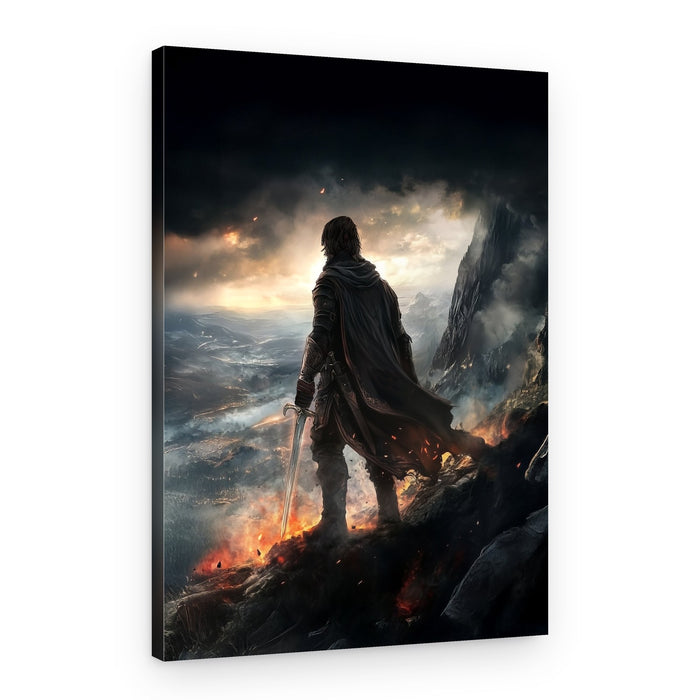 Warrior Over Burning Valley – Canvas Print