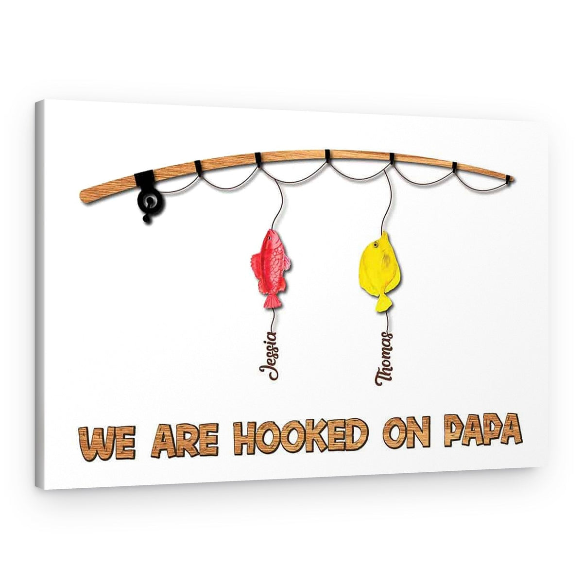 We Are Hooked On Papa Birth Month Fish Custom Canvas Print – Canvas Print – 2 Names