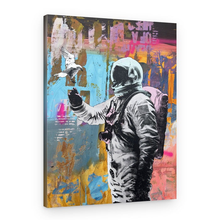 Astronaut Meets Dove – Canvas Print