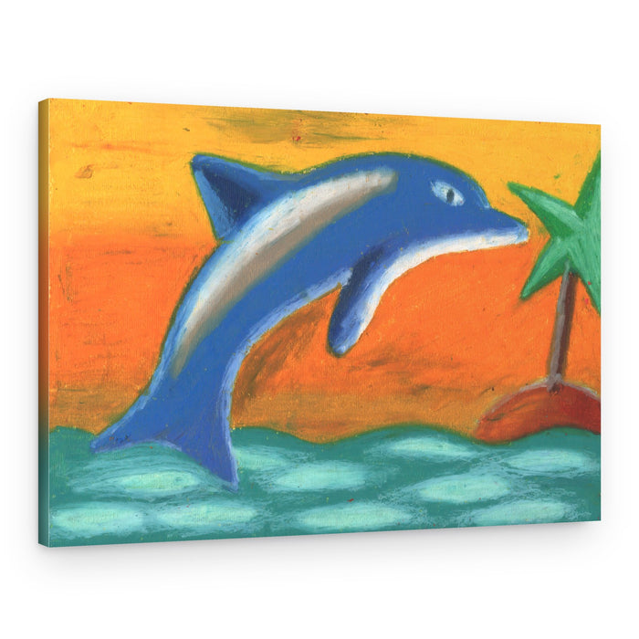 Jumping Dolphin Tropical Sunset – Canvas Print