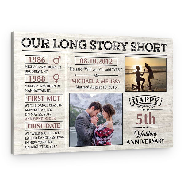 Our Long Story Short Save The Dates (5 Years) Photo Canvas Print