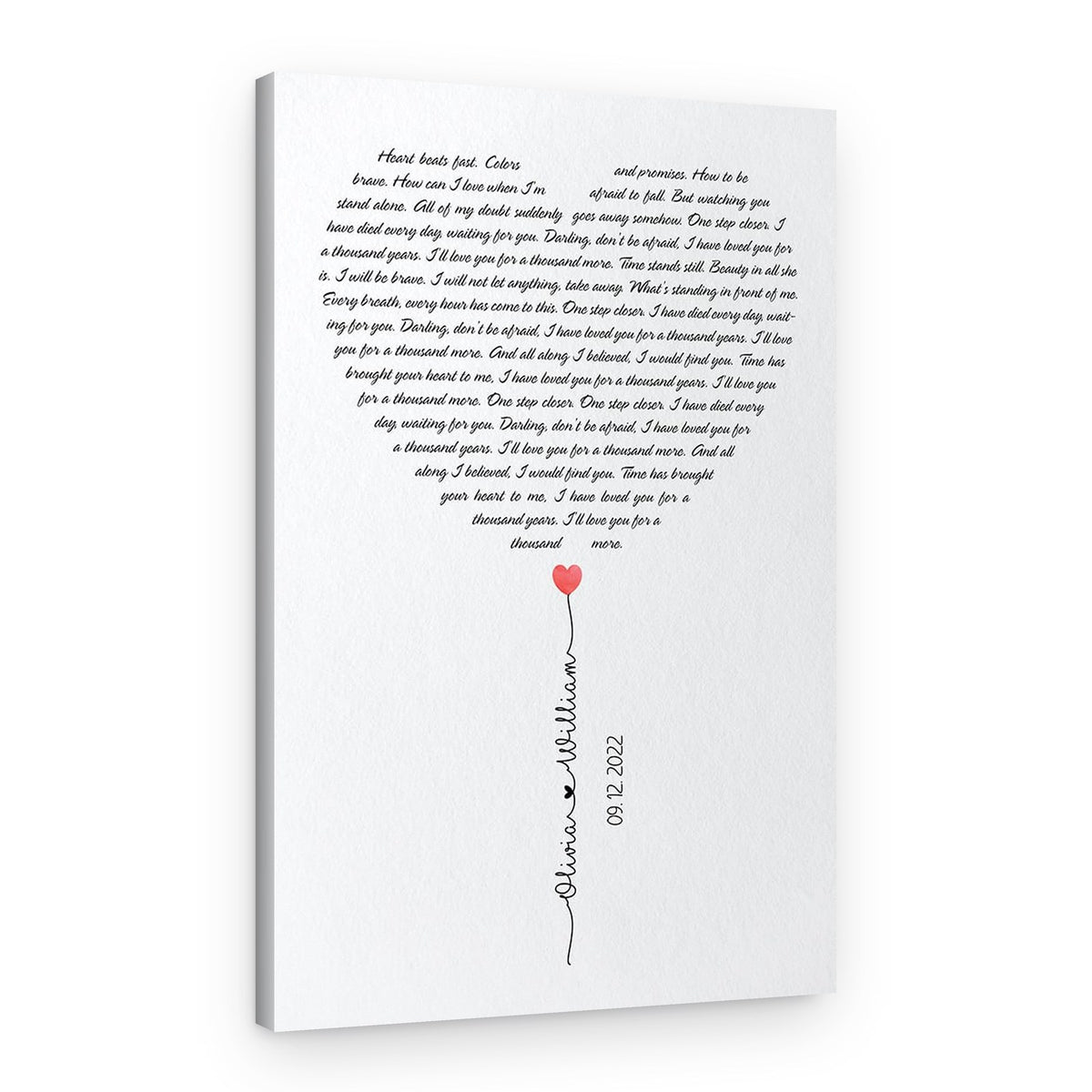 Heart Shaped Baloon Custom Song Lyrics Canvas Print – Canvas Print