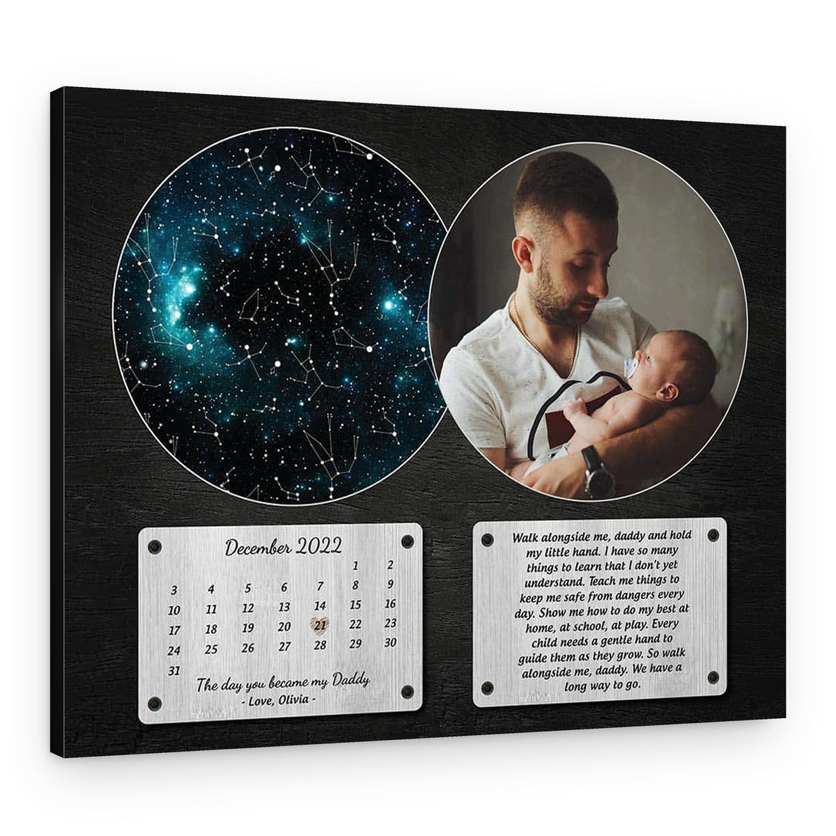 The Day You Became My Daddy Custom Star Map With Calendar Canvas Print – Canvas Print – Design A