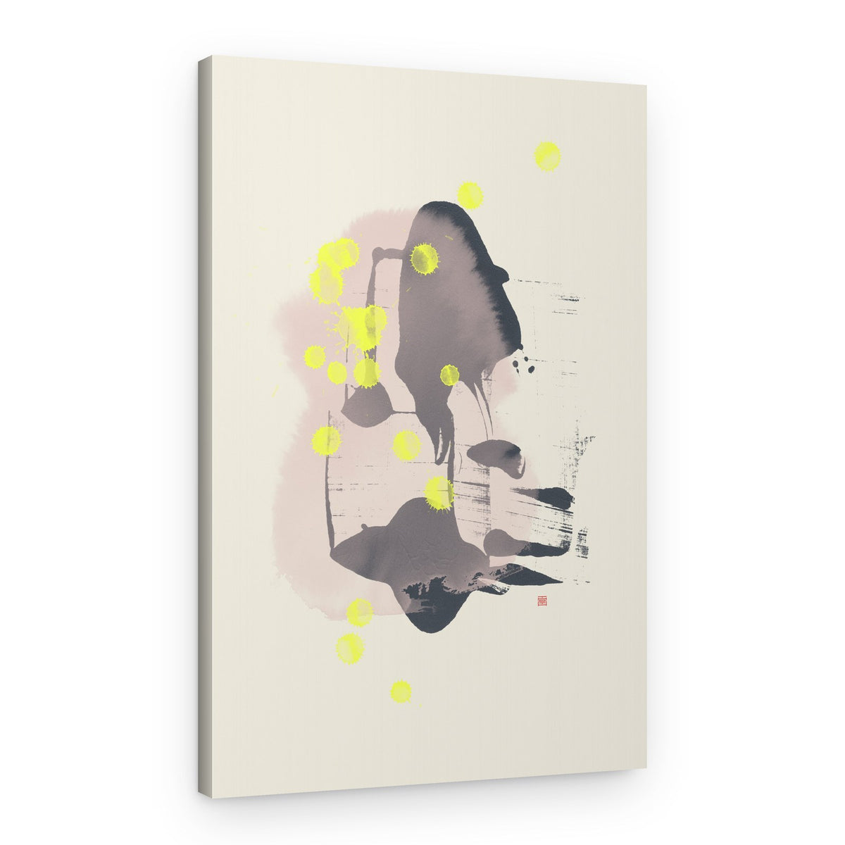 Modern Ink Yellow Dots – Canvas Print