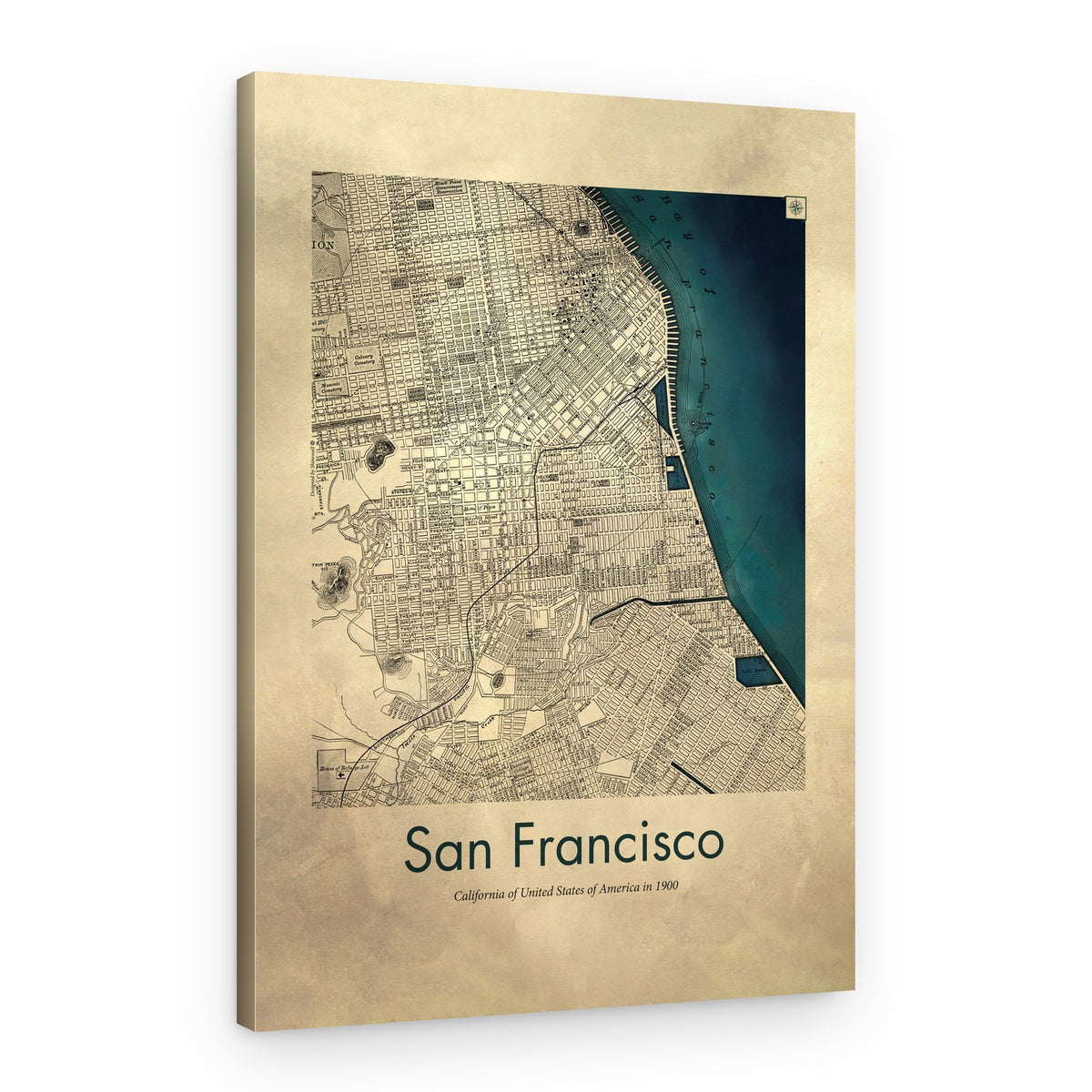 Historic San Francisco Map 1900 – Canvas Print