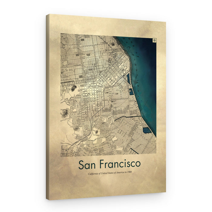 Historic San Francisco Map 1900 – Canvas Print