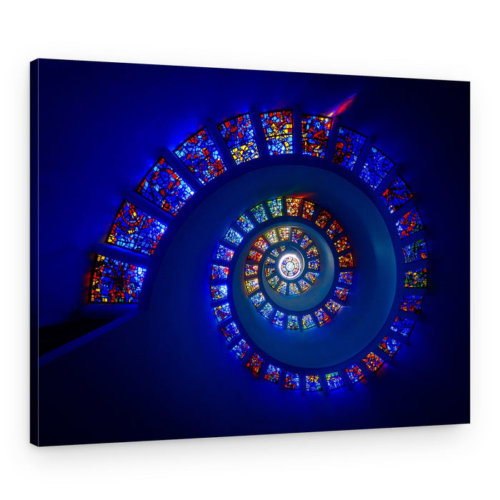 Vibrant Stained Glass Spiral – Canvas Print
